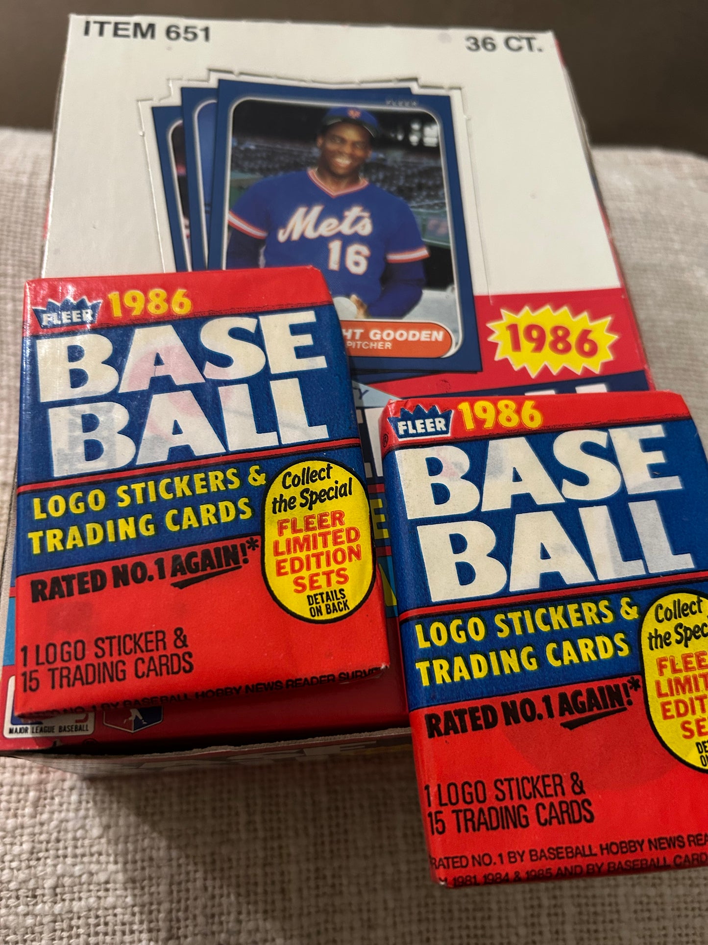 1986 Fleer Baseball Hobby Packs. ( 2 Pack Lot). Canseco, Oniell, Fielder, Galarraga, Dykstra, Aguilera RC
