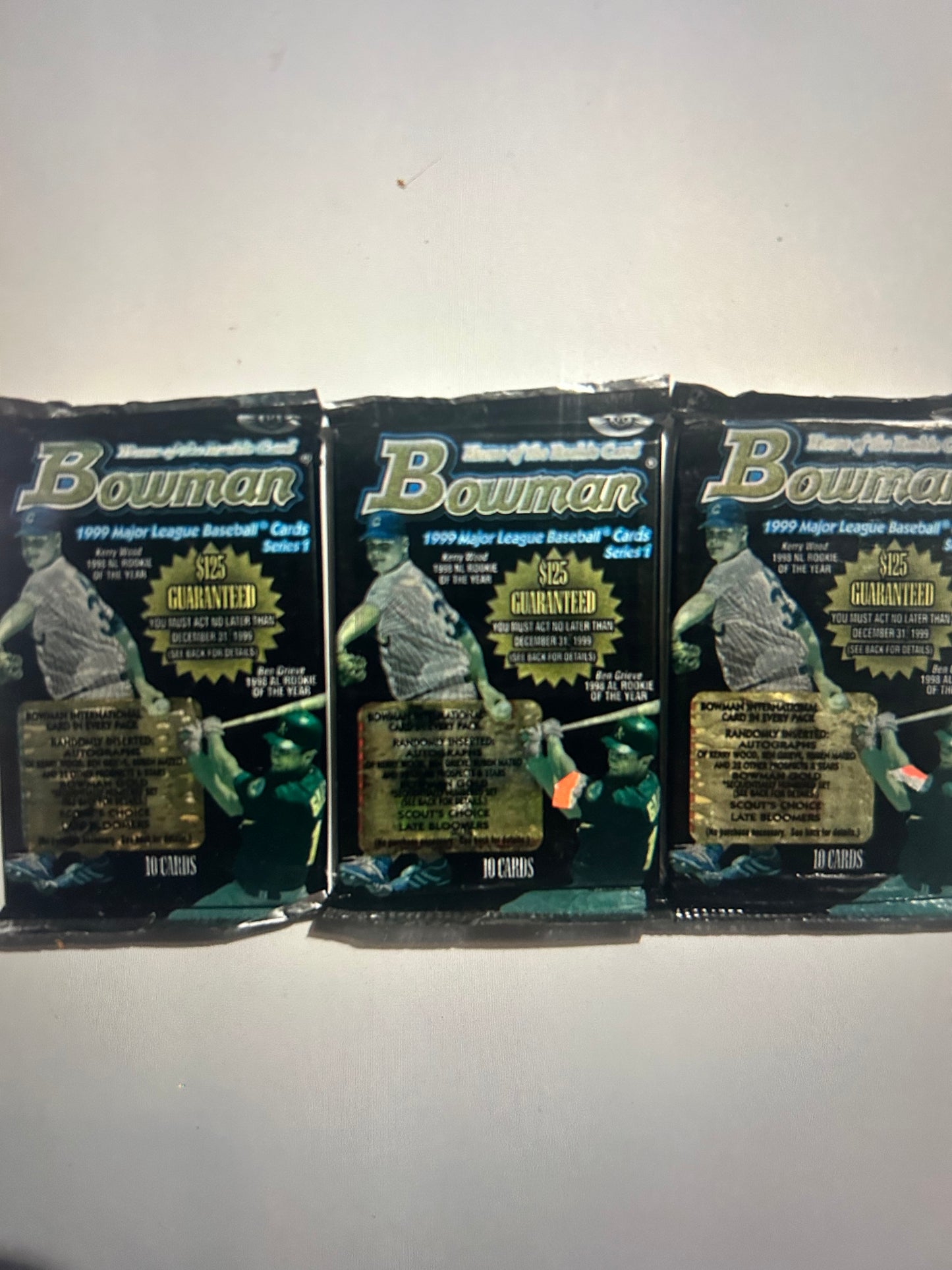 1999 Bowman Series 1 Baseball Hobby Pack. ( 3 Pack Lot).