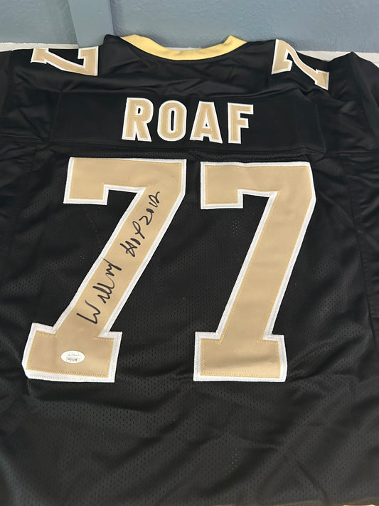 Willie Roaf Autographed/Signed HOF 2012 New Orleans Black Jersey JSA COA Size large jsa #FF21168