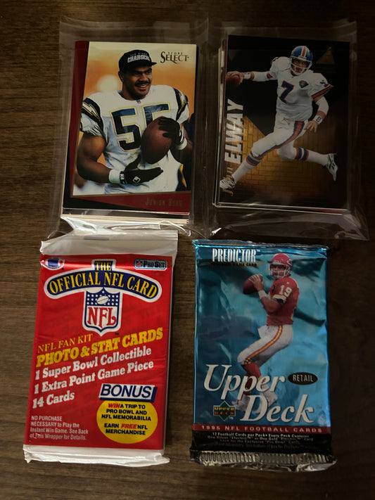 Football Vintage Pack ( 2 Pack Lot) plus 50 repacked cards from 1970s-present.
