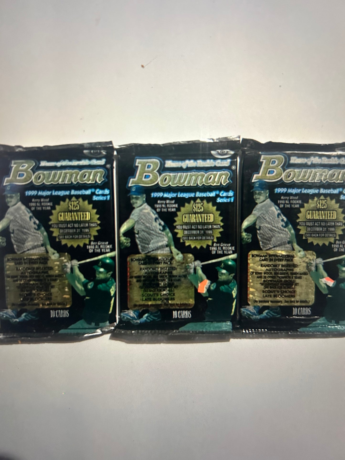 1999 Bowman Series 1 Baseball Hobby Pack. ( 3 Pack Lot).