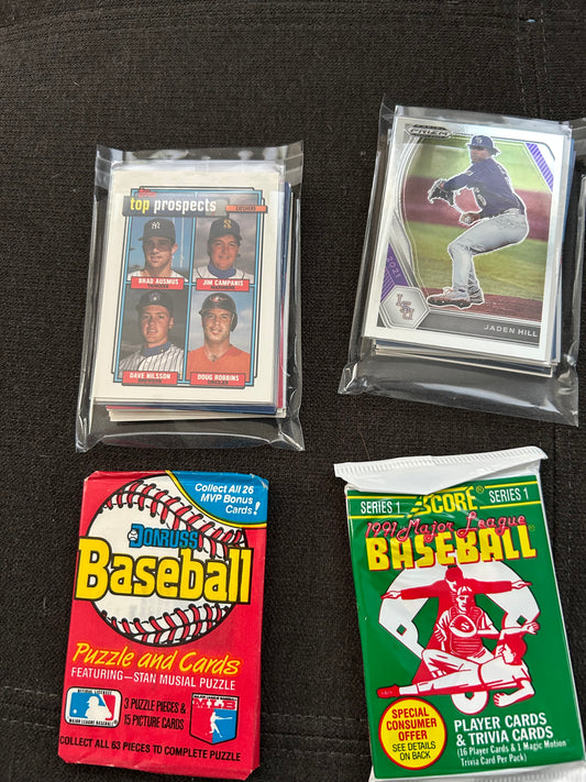Baseball Vintage Pack ( 2 Pack Lot) plus 50 repacked cards from 1960s-present.