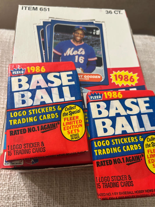 1986 Fleer Baseball Hobby Packs. ( 2 Pack Lot). Canseco, Oniell, Fielder, Galarraga, Dykstra, Aguilera RC