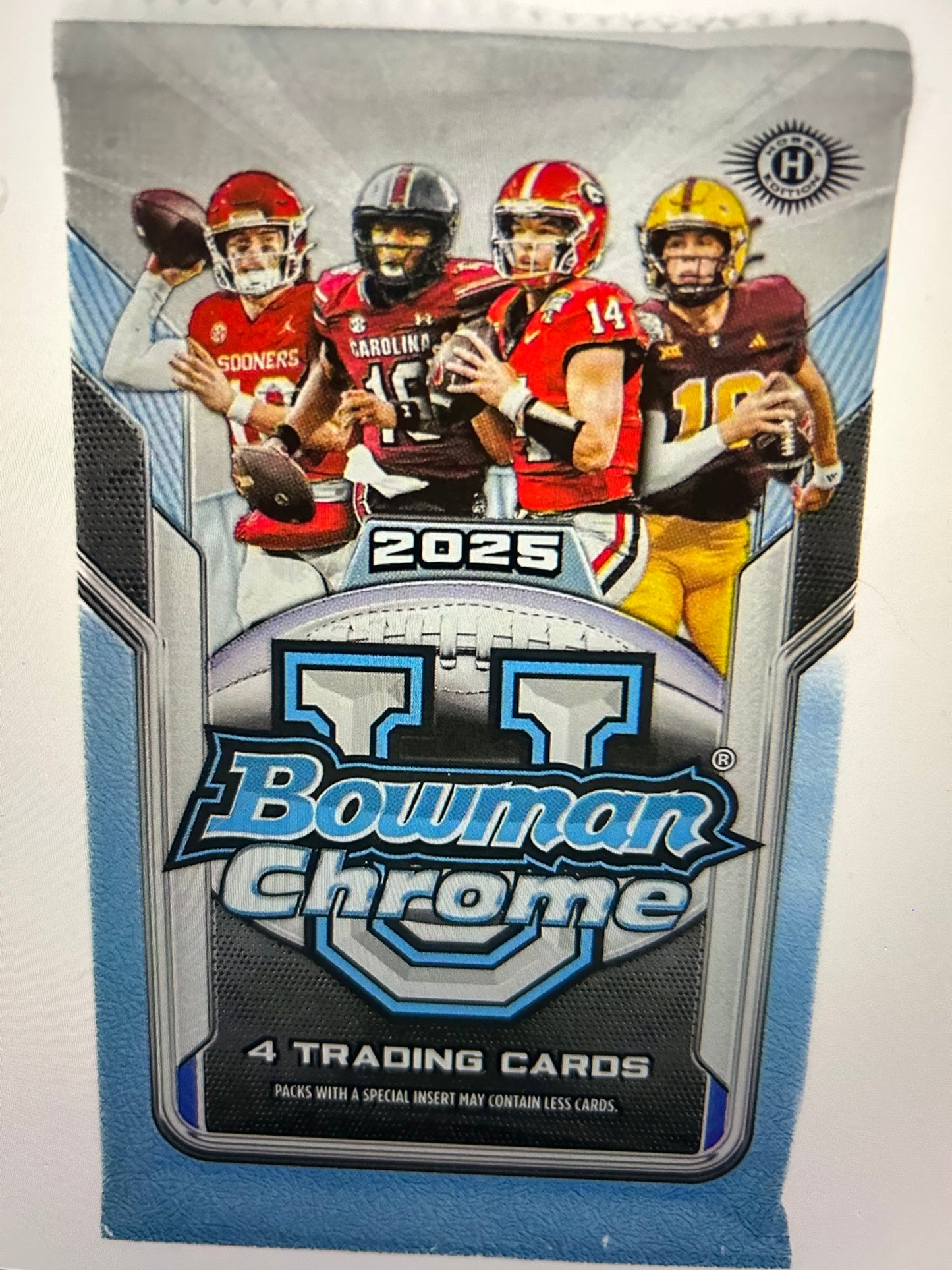 2025 Bowman University Chrome Football Hobby Pack. ( 1 Pack Lot)