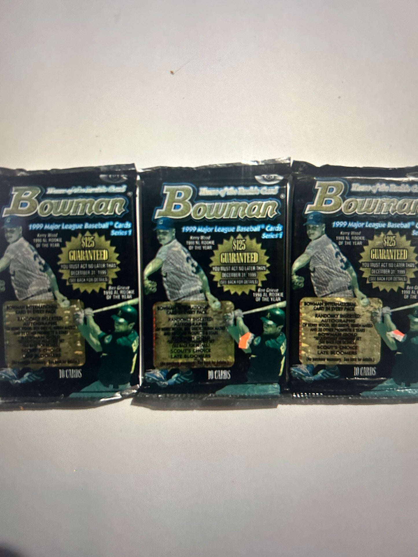 1999 Bowman Series 1 Baseball Hobby Pack. ( 3 Pack Lot).