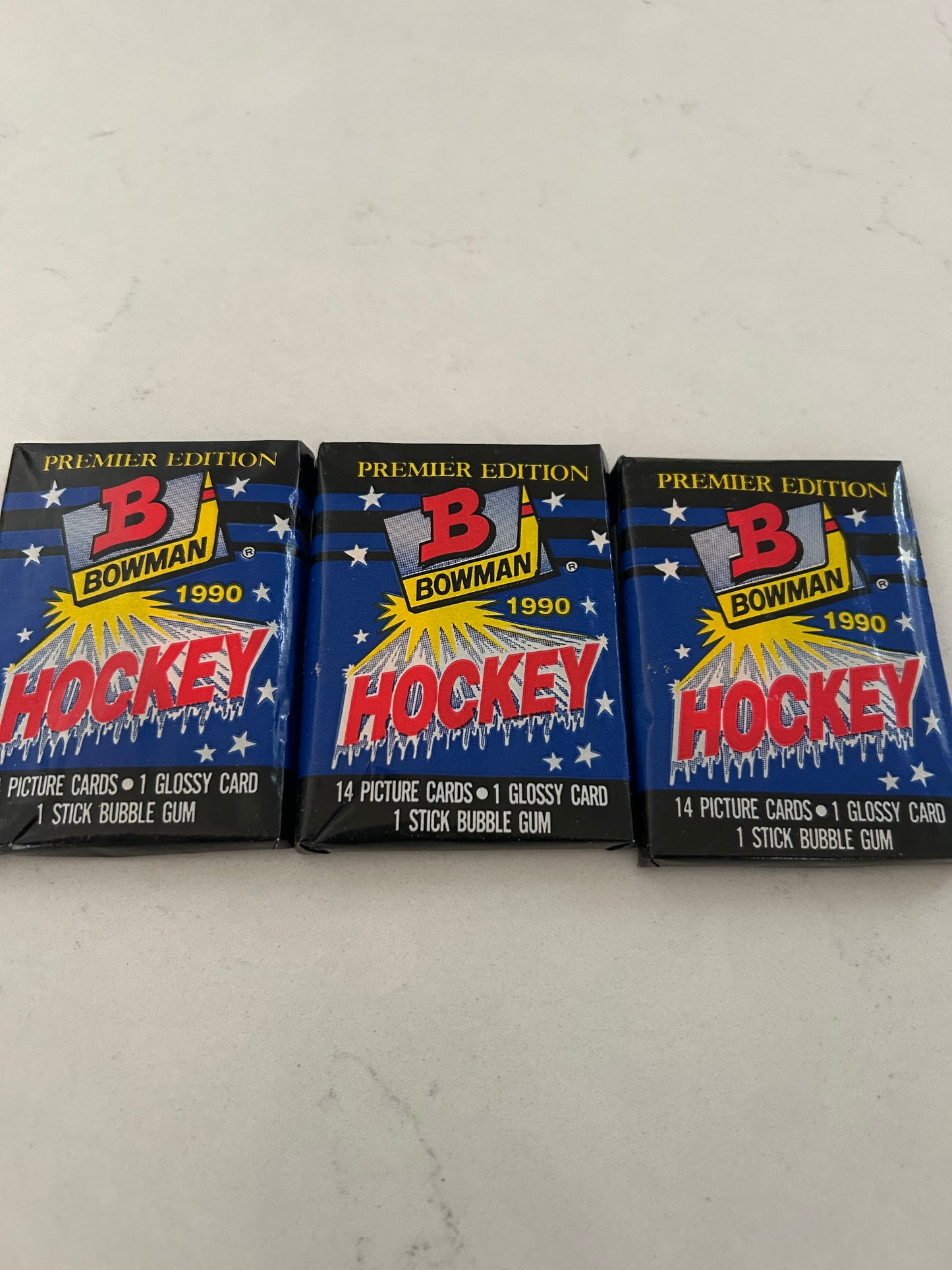 1990 Bowman Hockey Premier Edition 3 Pack Lot Gretzky, Lemieux.