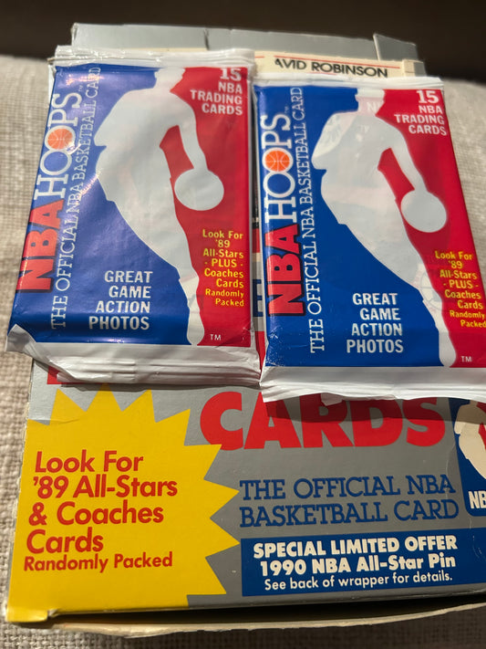 1989/90 NBA Hoops Basketball Series 1 Hobby Pack. ( 2 Pack Lot). Robinson, KJ RC.