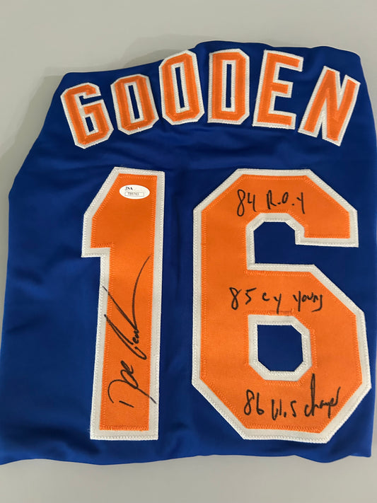 Dwight “Doc” Gooden New York Mets Signed Autographed Jersey W/ Inscription JSA #T89743. Size large>