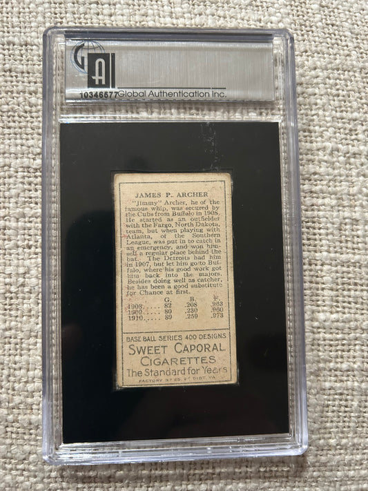 1911 T205 Gold Border Sweet Corporal Jas Archer Vintage Rare Vintage Graded Card