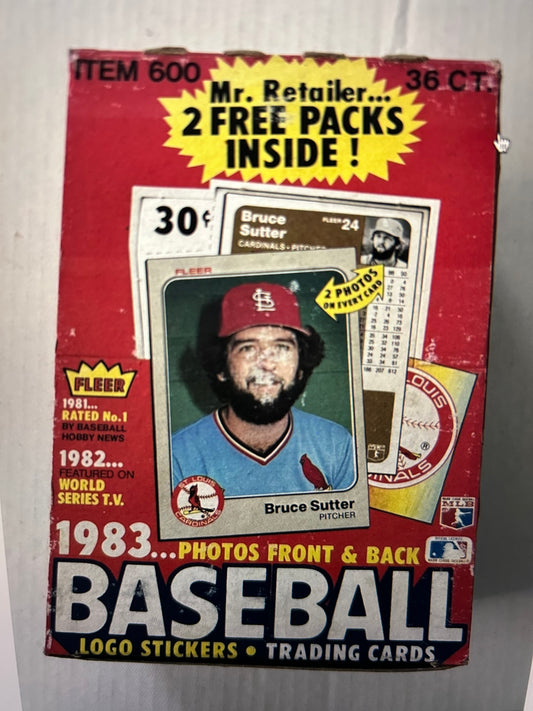 1983 Fleer Baseball Retail Box Tony Gwynn Ryne Sandberg Wade Boggs RC