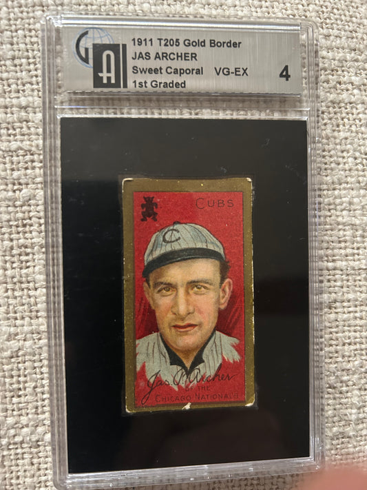 1911 T205 Gold Border Sweet Corporal Jas Archer Vintage Rare Vintage Graded Card
