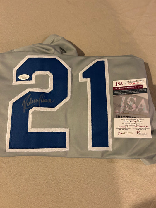 Ruben Sierra autographed signed jersey MLB XL Grey Texas Rangers JSA COA #WA482211