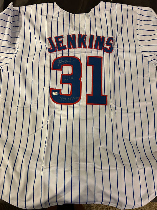 Fergie Jenkins Signed Auto Chicago Cubs Custom Jersey HOF and CY W/Psa Cert