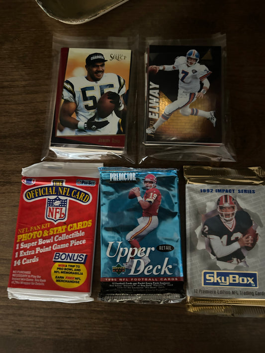 Football Vintage Pack ( 3 Pack Lot) plus 50 repacked cards from 1970s-present.