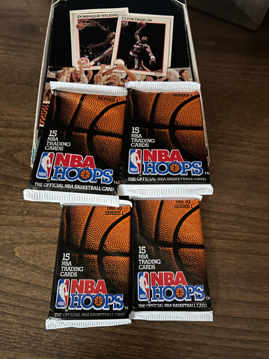 1991/92 NBA Hoops Series 1 Basketball. ( 4 Pack Lot ).