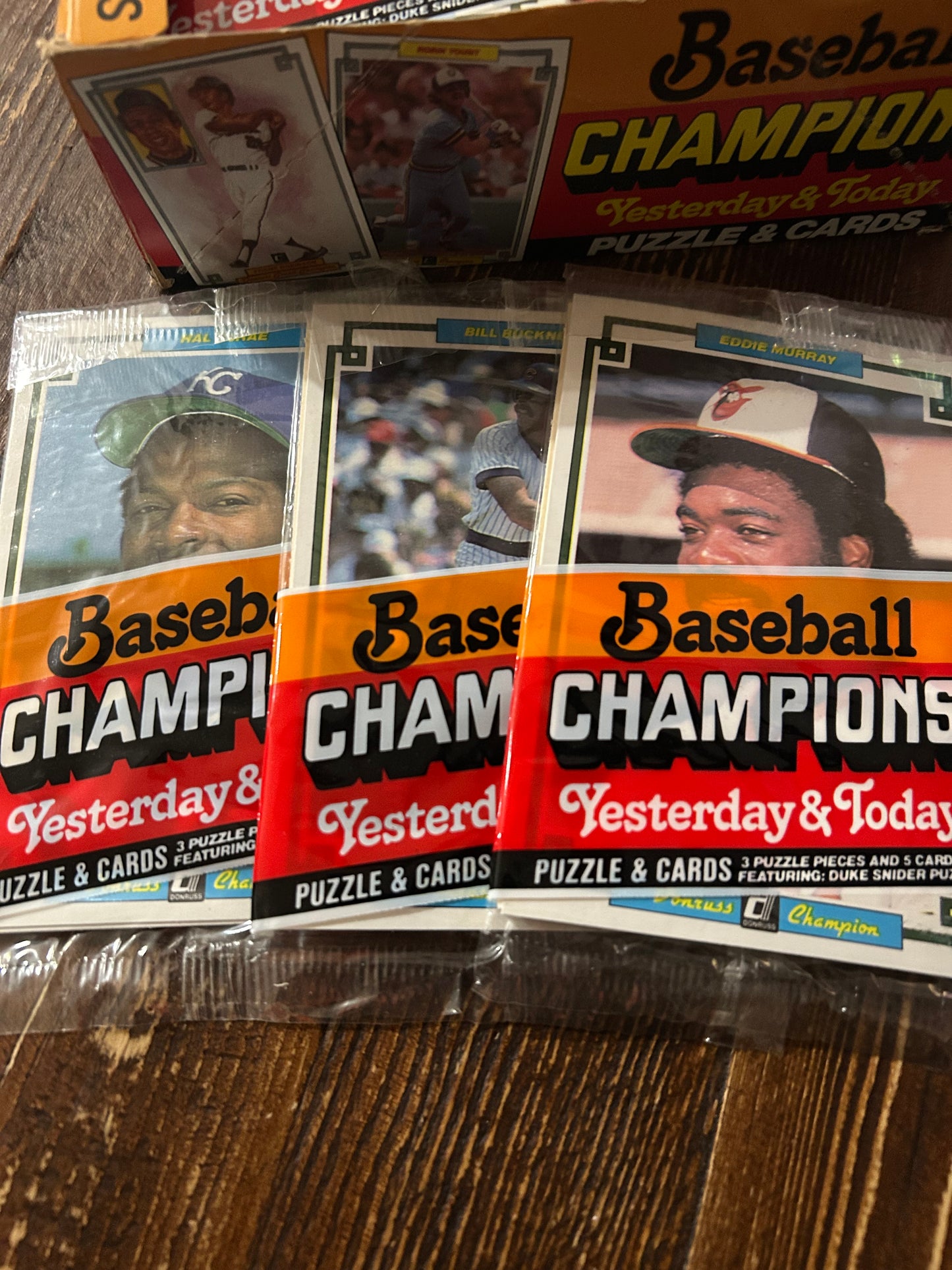 1984 Donruss Baseball Champions Yesterday and Today puzzle and cards. (3 Pack Lot)