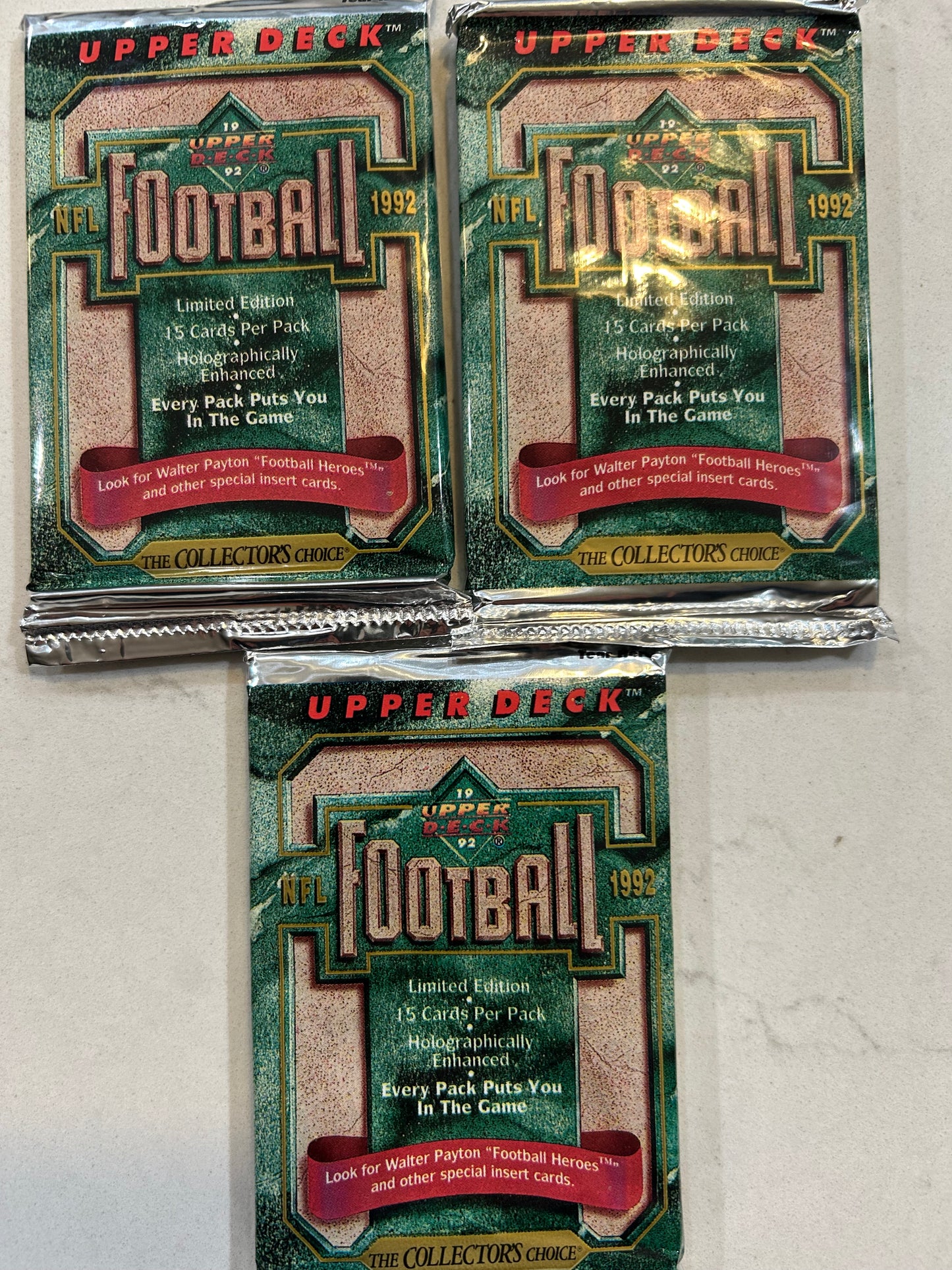 1992 Upper Deck Series 1 Football 3 Pack Lot. ( 3 Pack Lot) Bennett, Buckley RC Many more
