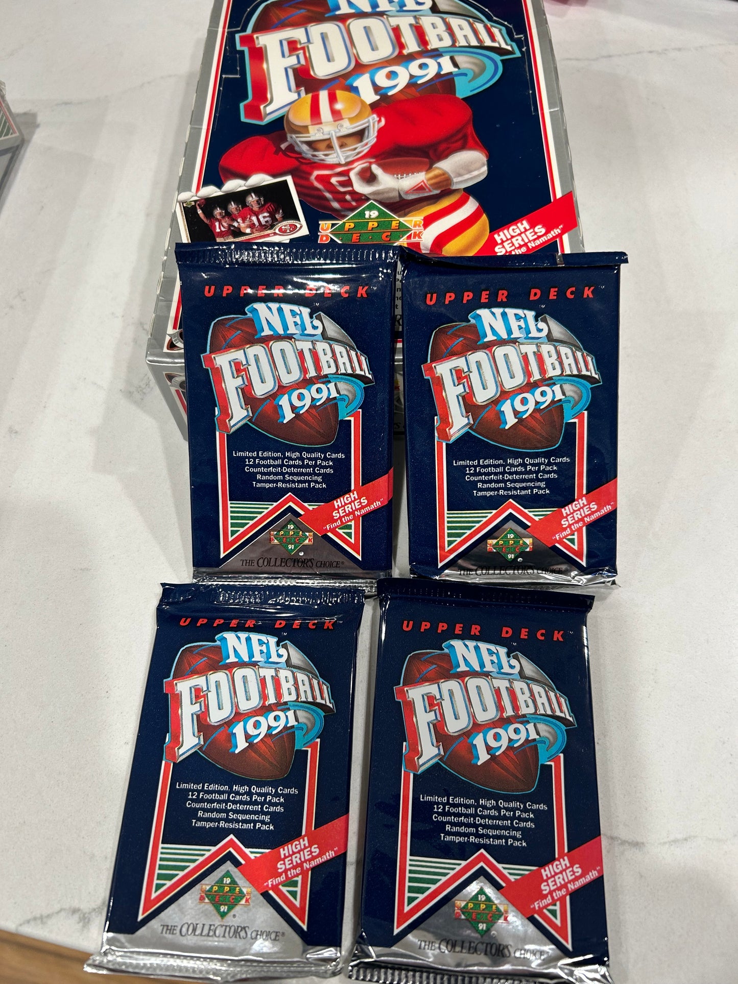 1991 Upper Deck Football High Series 4 Pack Lot For Sale.