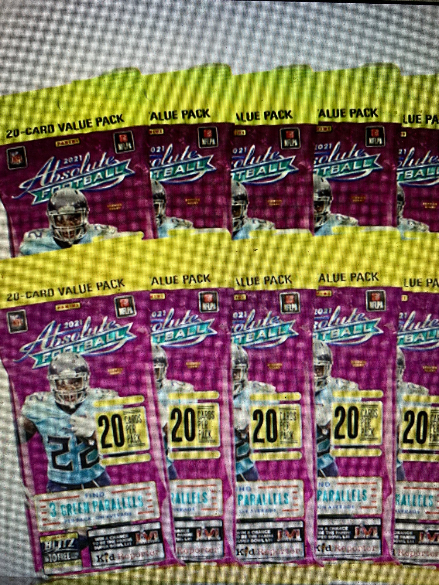 2021 Panini Absolute Football Jumbo Value Pack (Green Parallels!) This Listing is for a single jumbo pack