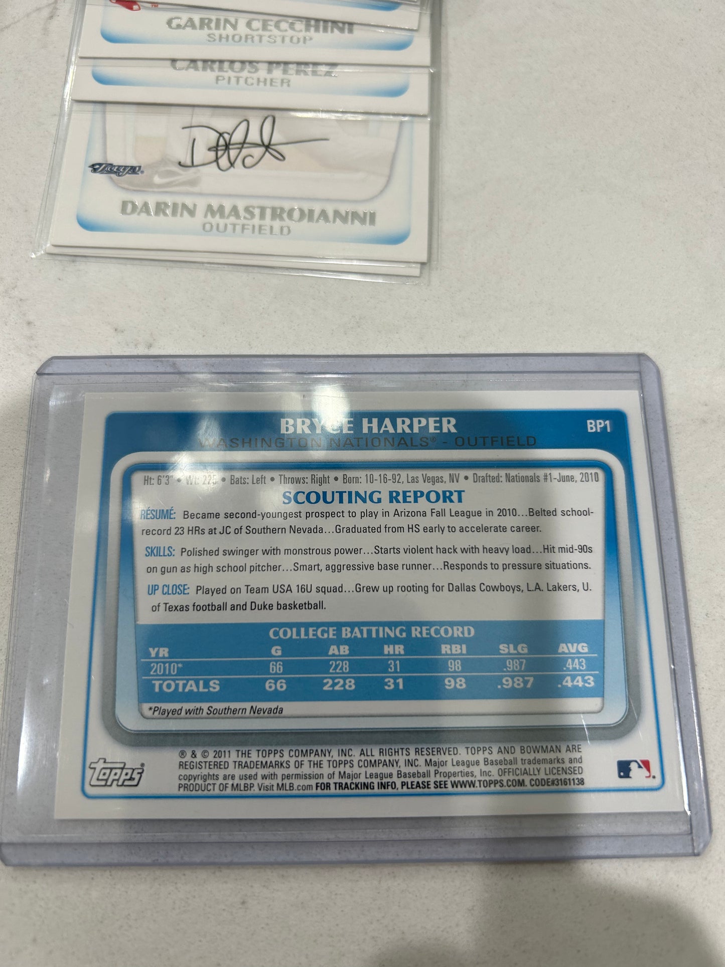 2011 Bowman Prospect BP 1-110 Harper Goldschmidt rookies