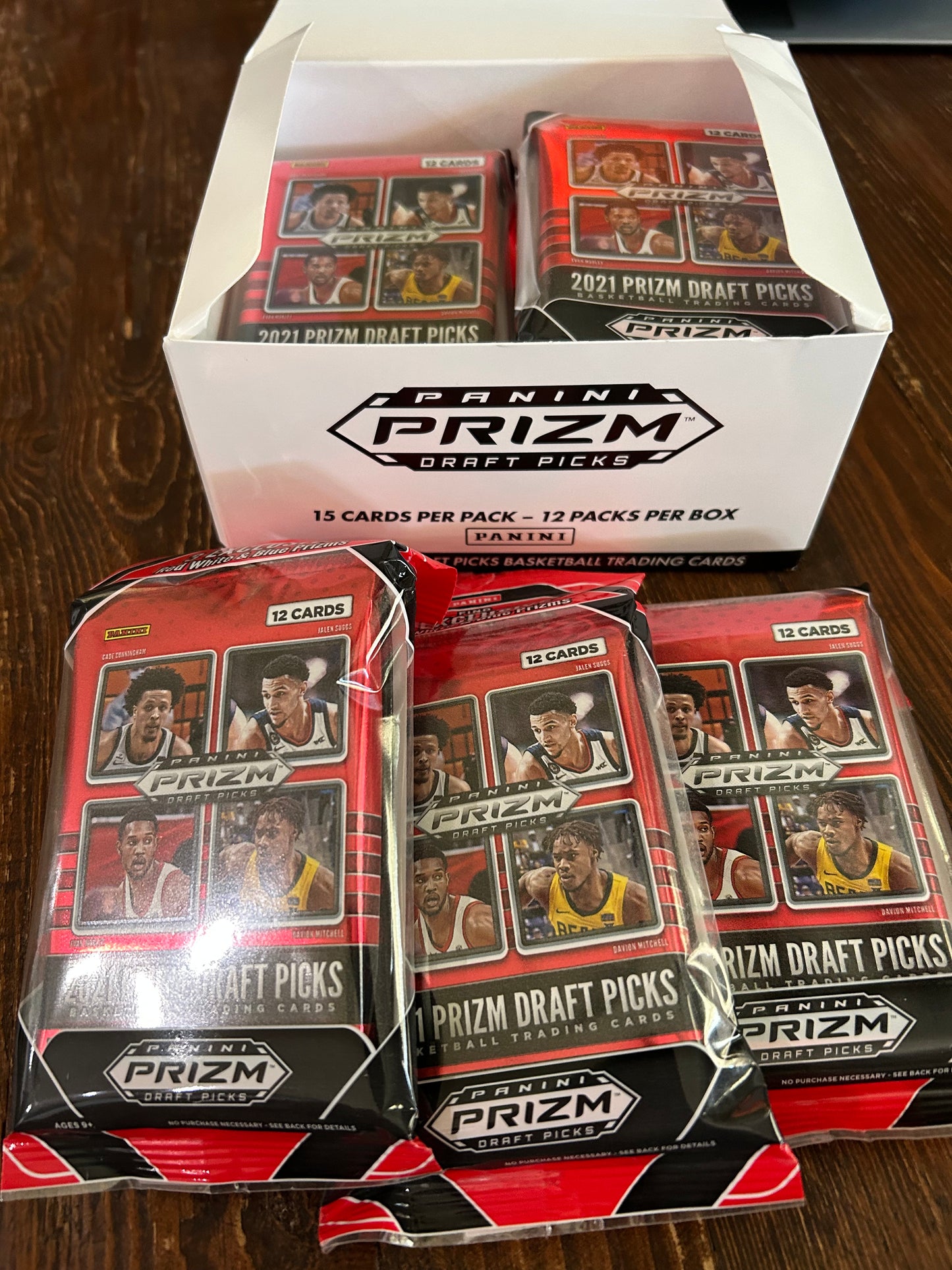 2021/22 Panini Prizm Draft Picks Basketball Cello 3 pack lot. (Red, White, and Blue Prizms!)