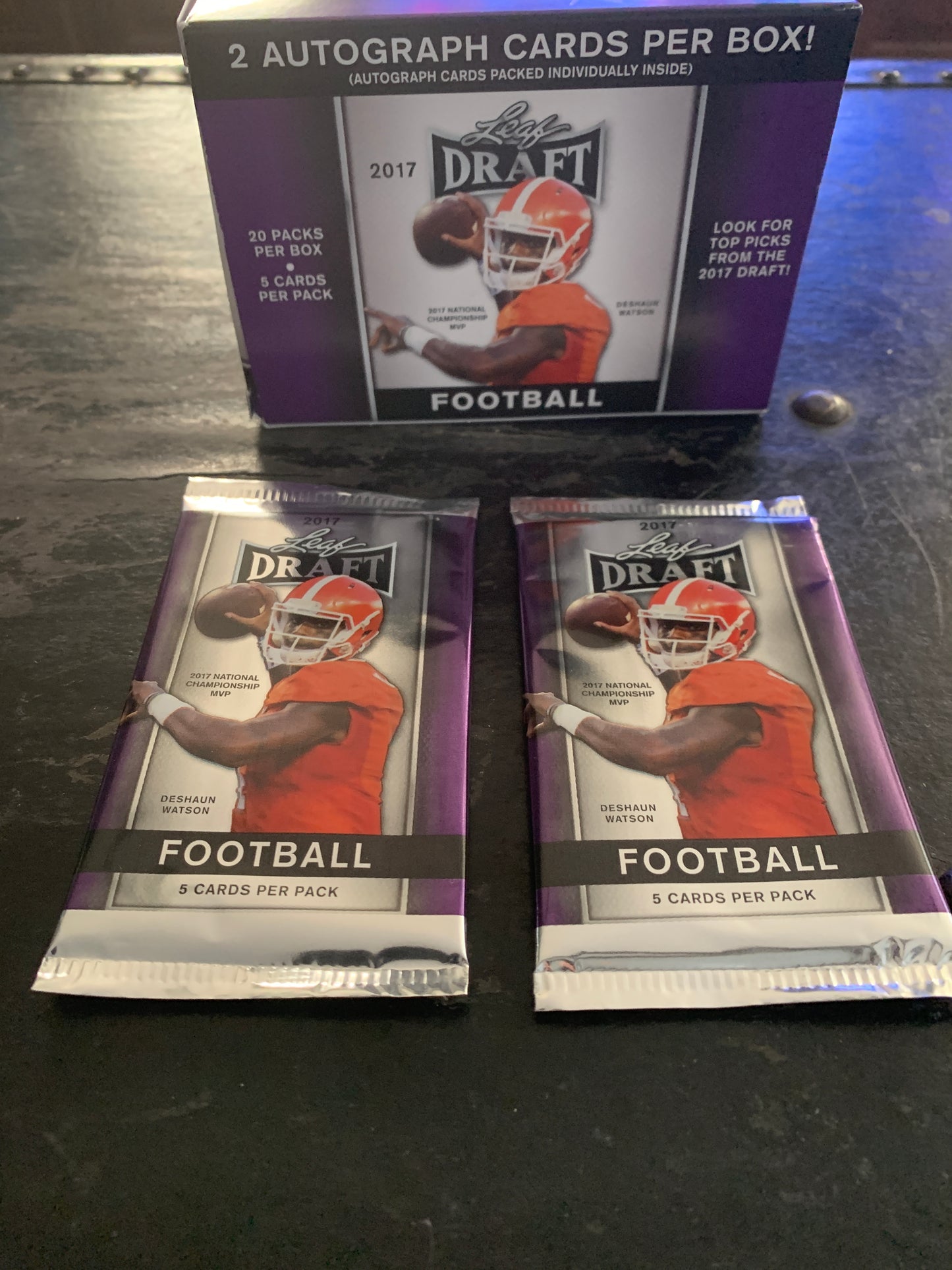 2017 Leaf Draft Football Single Pack look for Rookies Christian McCaffrey, Deshaun Watson, Joe Mixon, Pat Mahomes