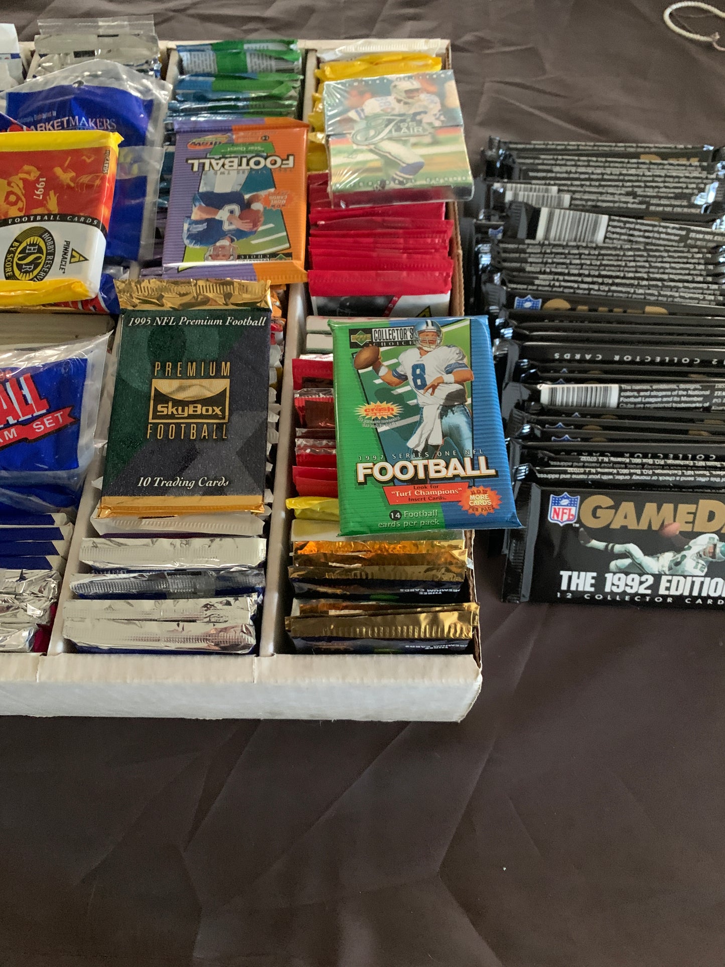 Wholesale Lot of Unopened FOOTBALL Cards in Wax Packs - Vintage 55 Card Lot