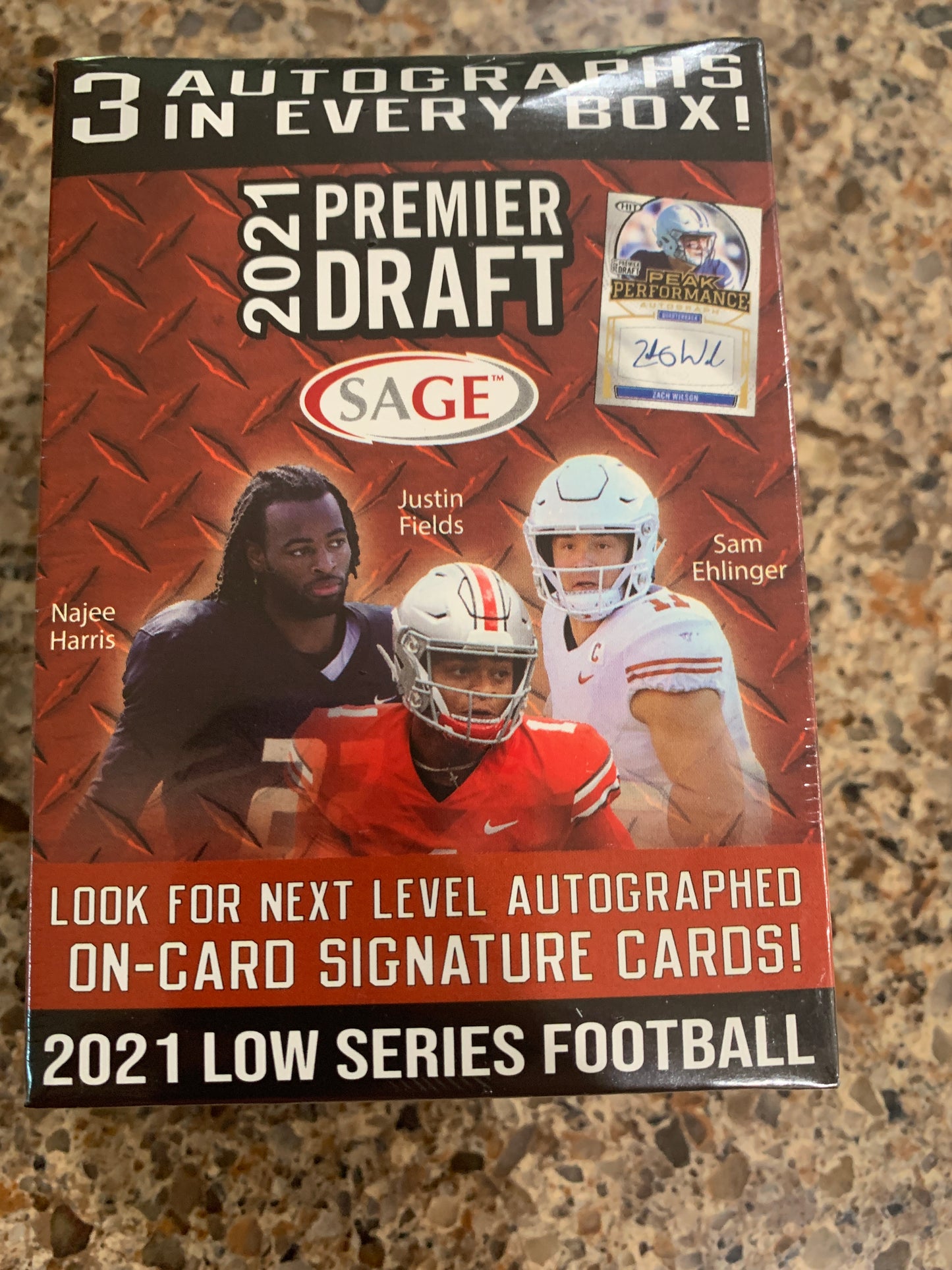 2021 Sage Hit Premier Draft Low Series Football Factory Sealed Blaster Box 3 autos per box
