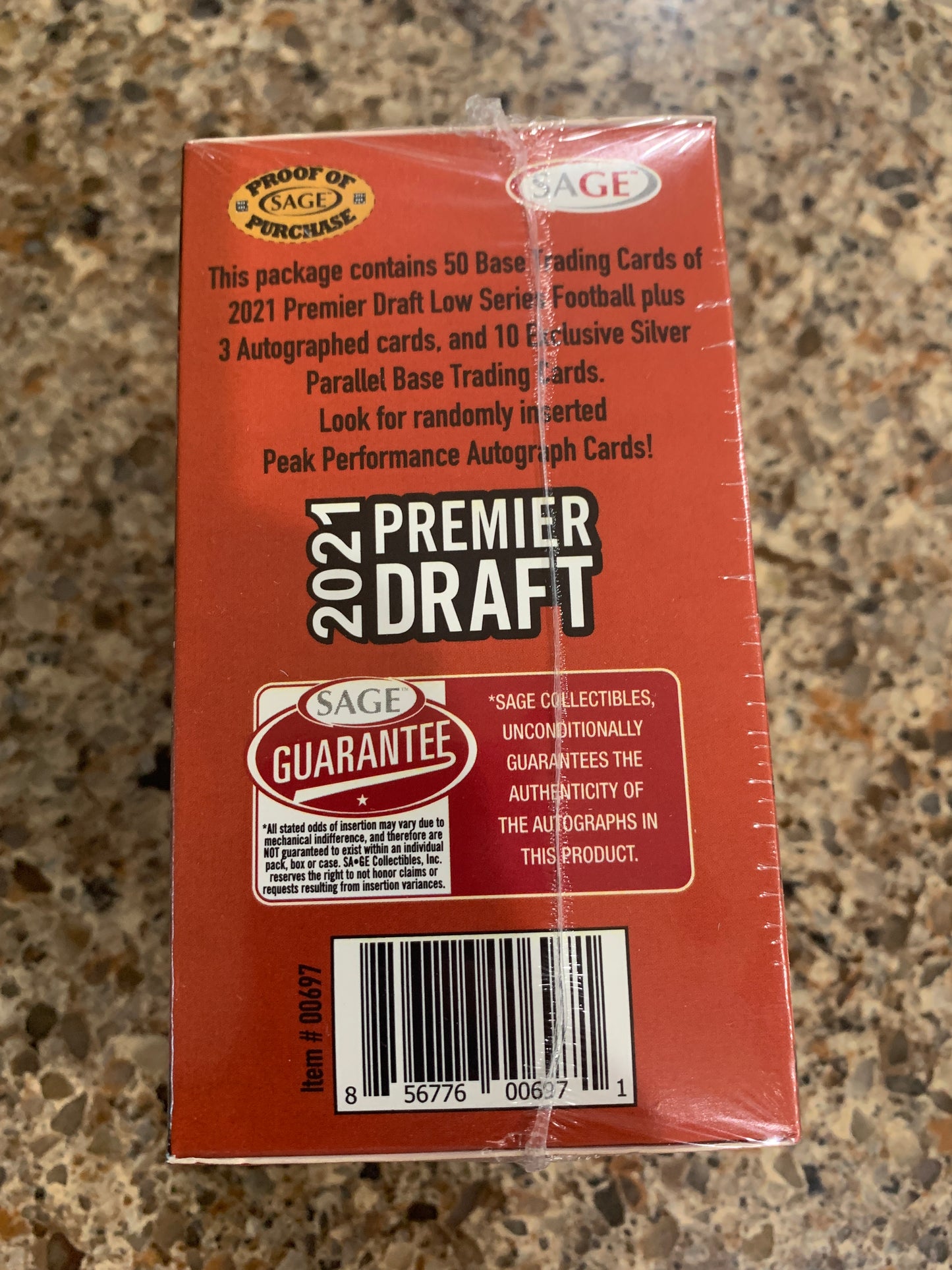 2021 Sage Hit Premier Draft Low Series Football Factory Sealed Blaster Box 3 autos per box