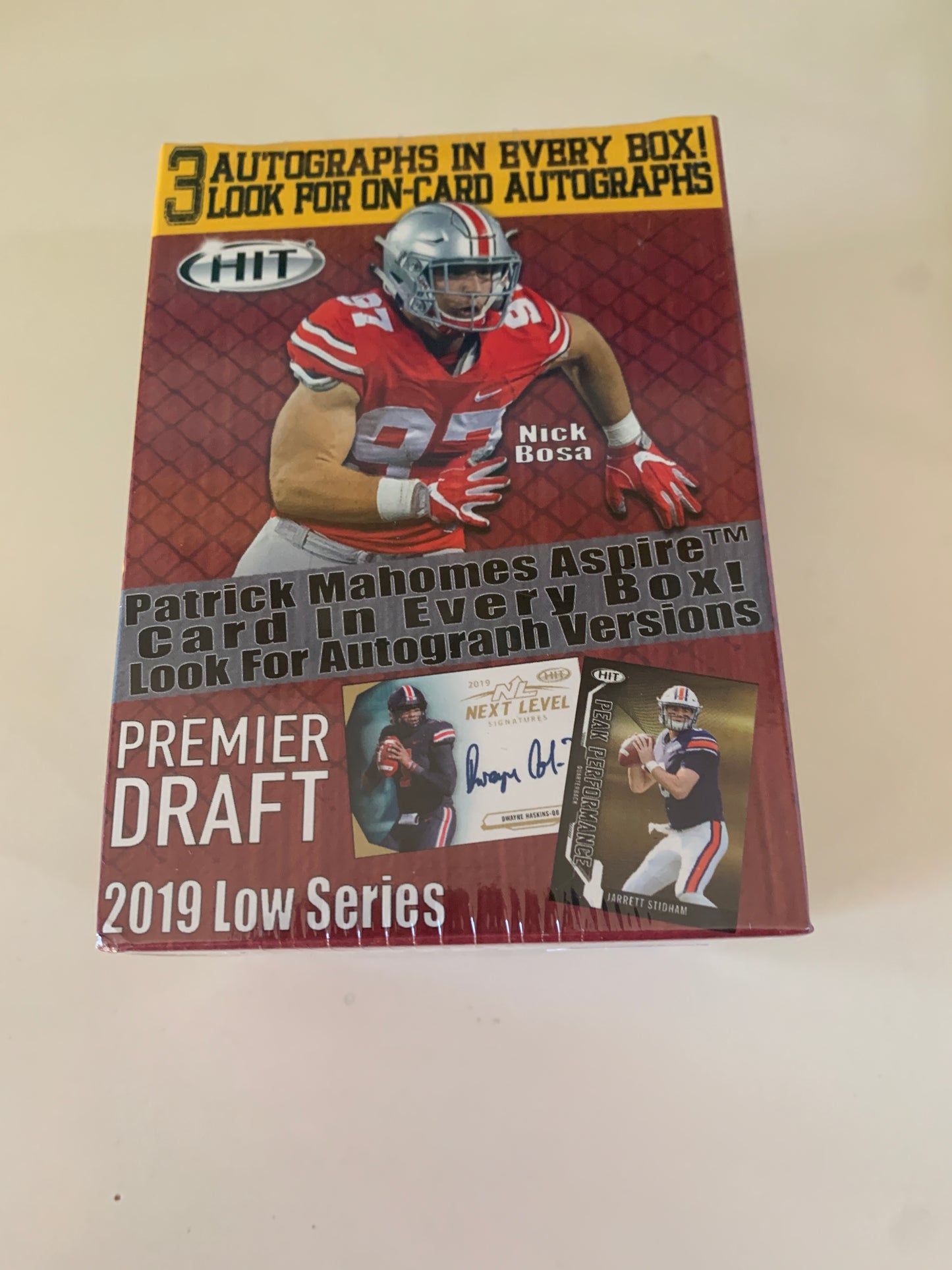 2019 Sage Hit Premier Draft Low Series Football Blaster Box 3 autos per box