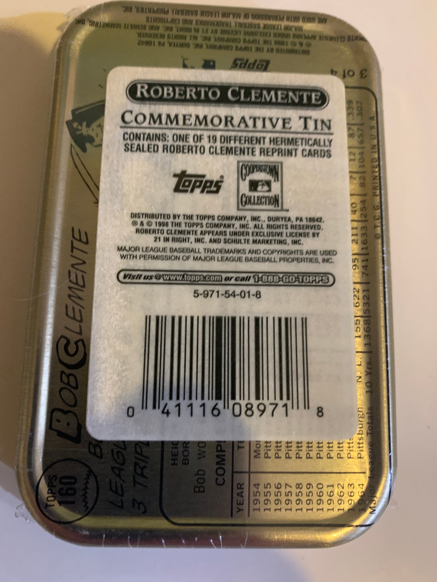 1998 Topps Roberto Clemente Commemorative 1955 Tin Sealed With Cards