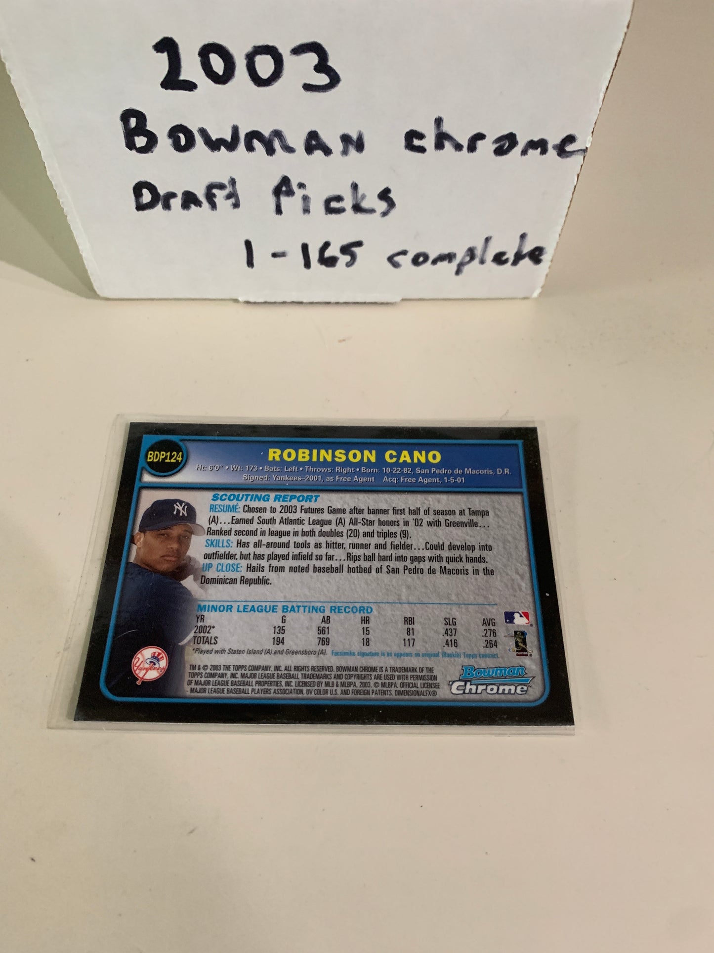 2003 Bowman Chrome Baseball Draft Picks & Prospects complete set (1-165)