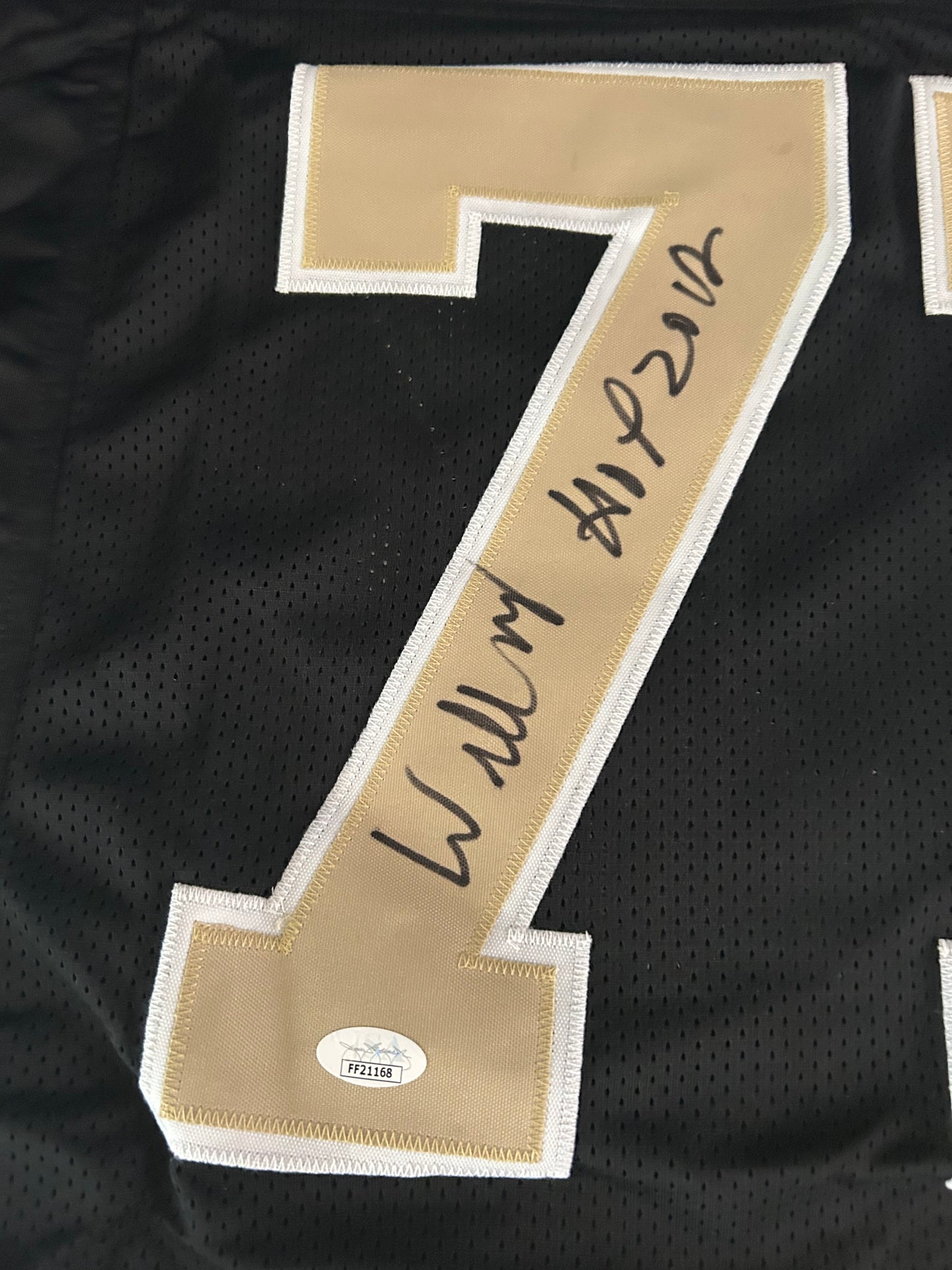 Willie Roaf Autographed/Signed HOF 2012 New Orleans Black Jersey JSA COA  Size large jsa #FF21168