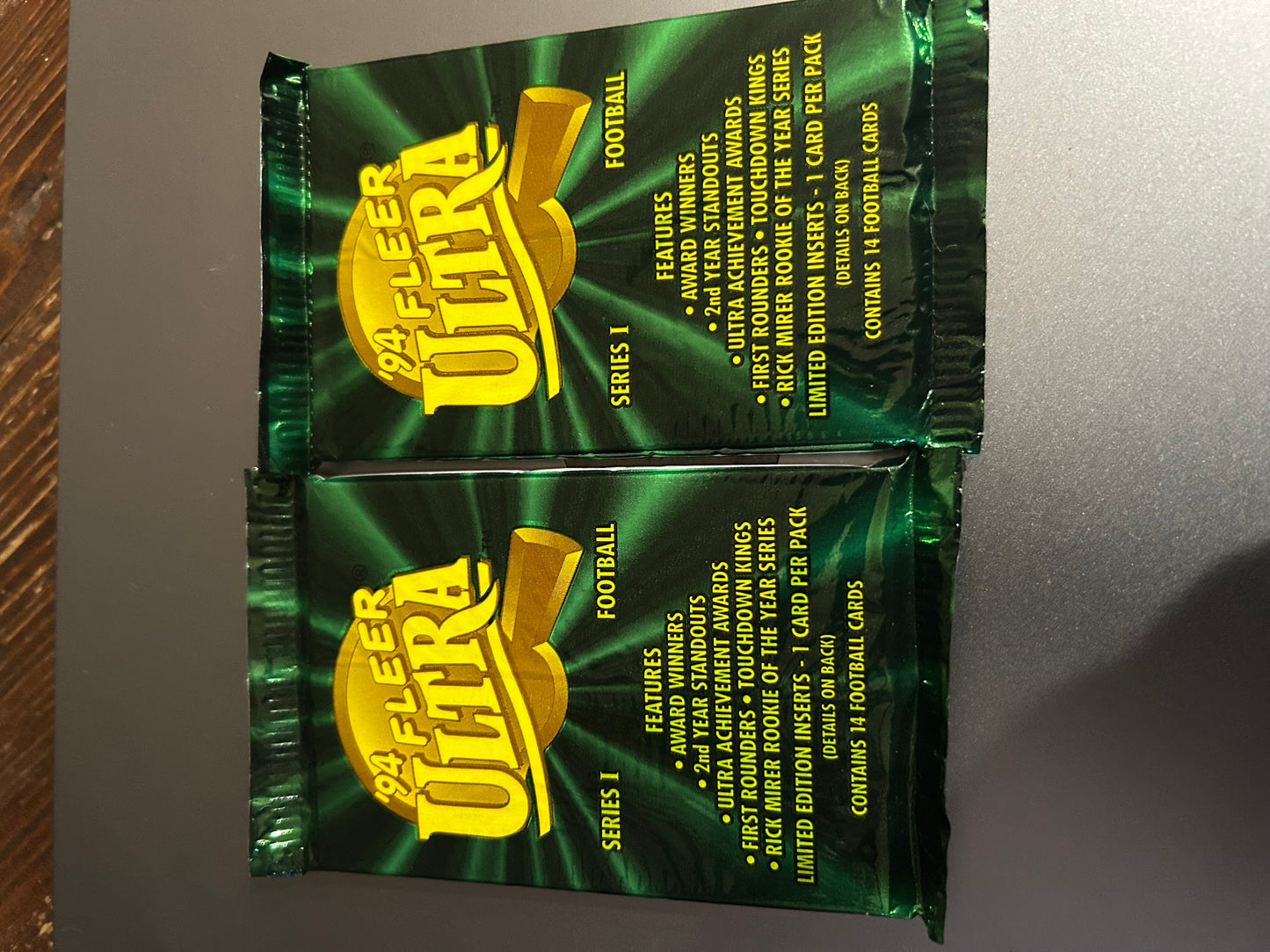 1994 Fleer Ultra Football Series 1 Hobby Pack. ( 2 Pack Lot).,