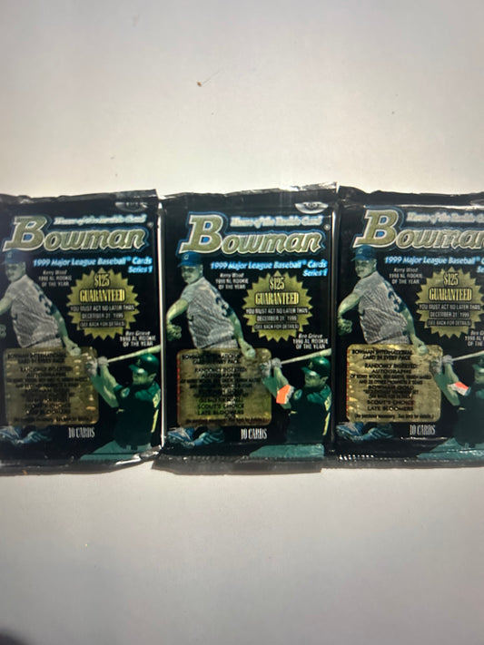 1999 Bowman Series 1 Baseball Hobby Pack. ( 3 Pack Lot).