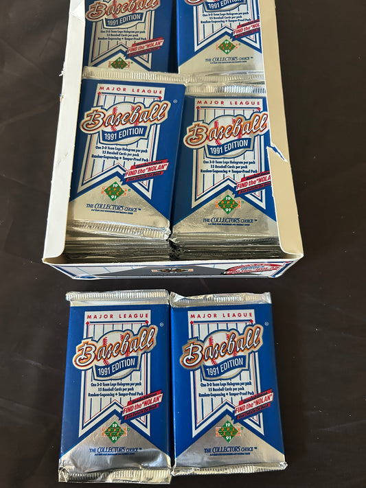 1991 Upper Deck Baseball Packs. ( 2 Pack Lot ). Jordan, Chipper, Mussina RC
