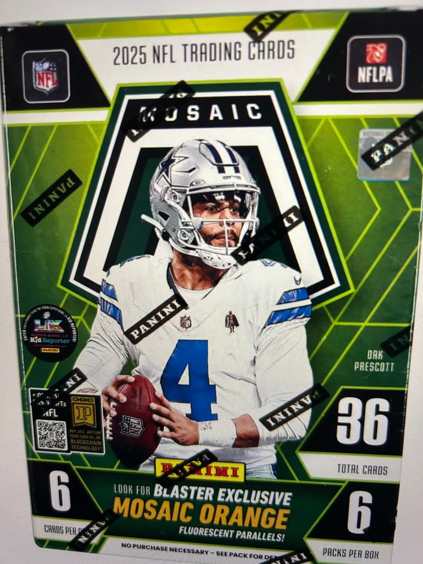 2025 Panini Mosaic Football 6-Pack Blaster Box. ( Orange Parallels)
