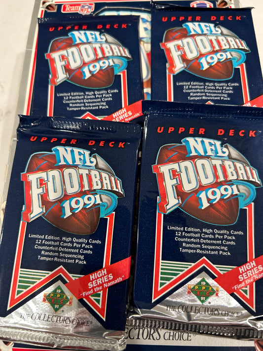 1991 Upper Deck Football High Series 4 Pack Lot For Sale.