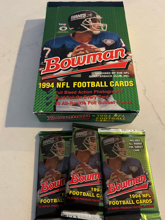 1994 Bowman Football 3 Pack Lot Faulk,Dilfer,Shuler Rookies. This is a 3 pack lot