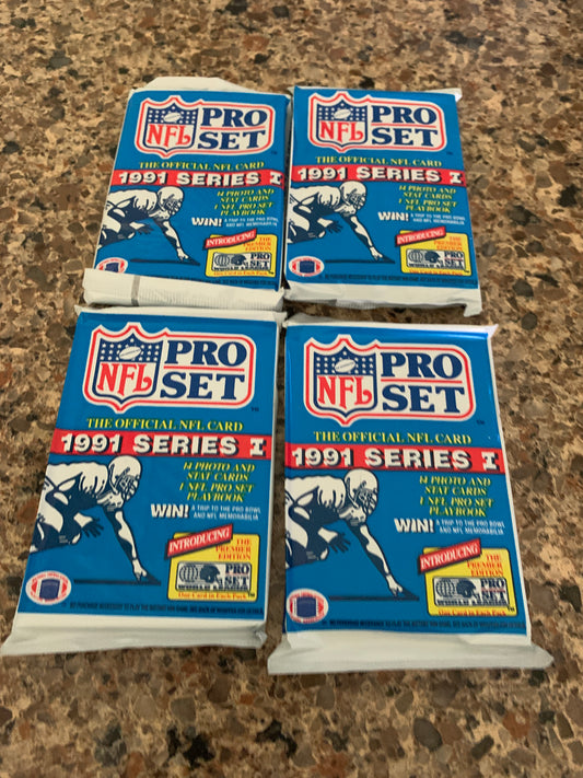 1991 Pro Set Series 1 Football Lot of 4 packs for sale.