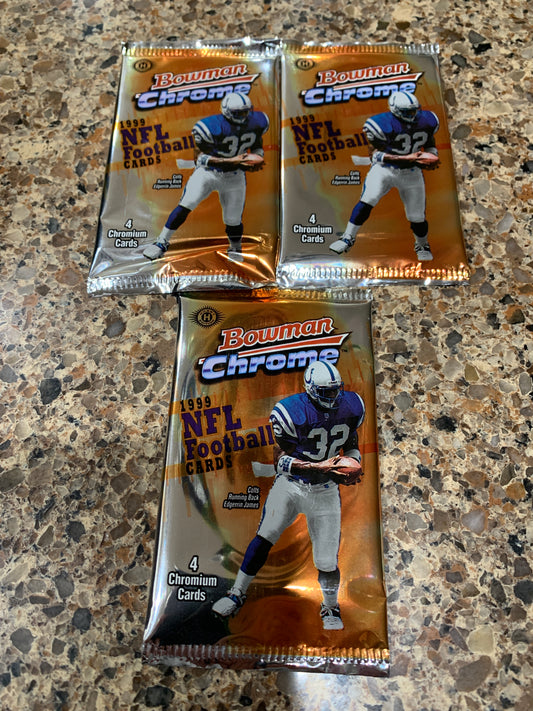 1999 Bowman Chrome Football Hobby Pack 3 Pack lot