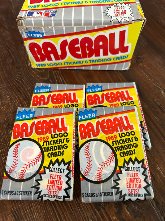 1989 Fleer Baseball 4 Pack Lot For Sale.