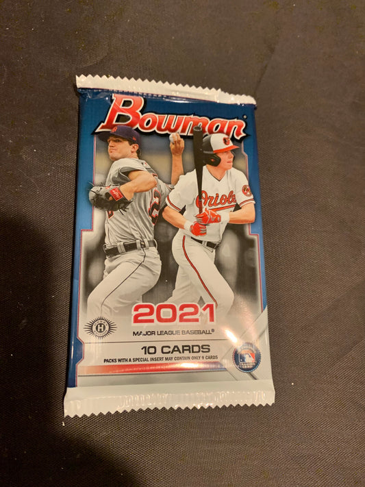2021 Bowman Baseball Hobby Single Pack look for rookie cards of Alec Bohm, Jake Cronenworth, Dylan Carlson and many more