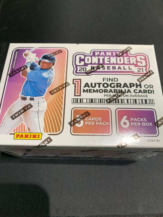 2021 Panini Contenders Baseball Trading Card Box (BLASTER) 1 Auto or Memorabilia per box