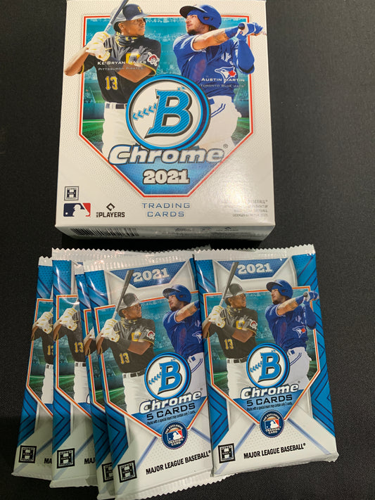 2021 Bowman Chrome Baseball Master Hobby Pack. Look for all the latest Rookies Joey Bart, Andrew Vaughn, Bobby Dalbec and many more