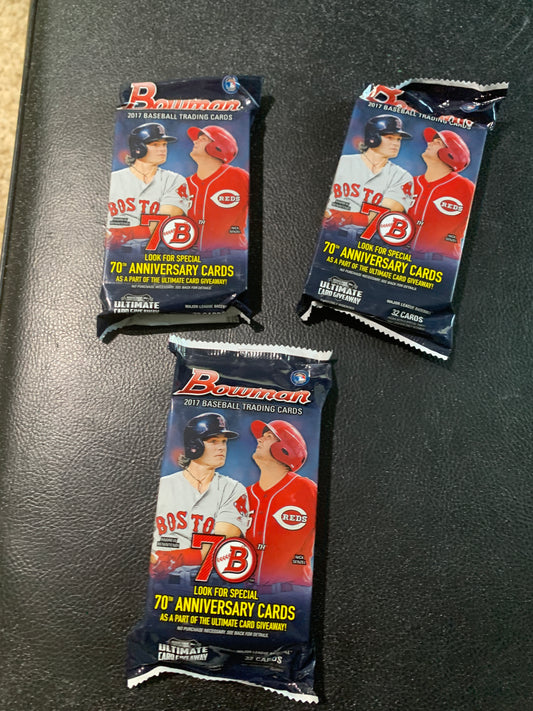 2017 Bowman Baseball Hobby Jumbo pack single pack for sale 32 cards per pack