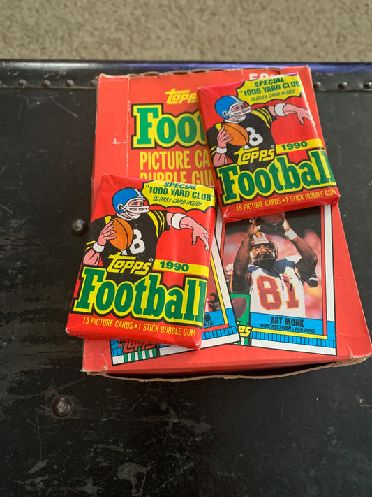 1990 Topps Football Card Wax Pack- 1 Unopened Pack-NFL-Montana Rice Elway