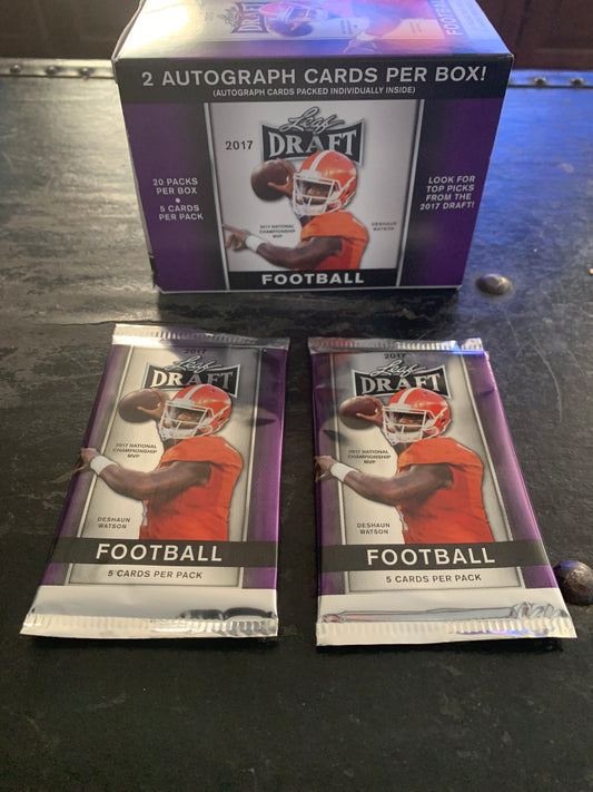 2017 Leaf Draft Football Single Pack look for Rookies Christian McCaffrey, Deshaun Watson, Joe Mixon, Pat Mahomes