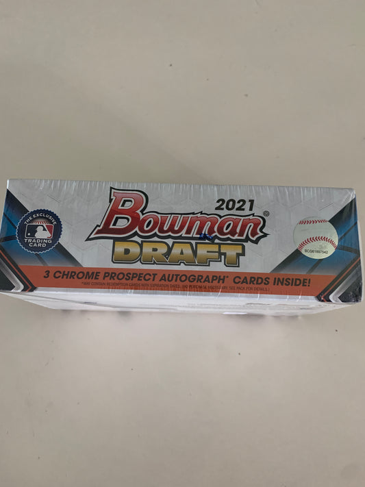 2021 BOWMAN Draft Baseball Factory Sealed JUMBO HOBBY Box, 3 autos