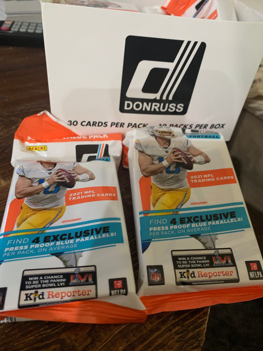 2021 Donruss Football Sealed JUMBO FAT CELLO Single Pack 30 Cards Per Pack Approx 4 Parallels Per Pack